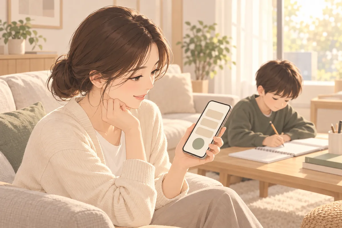 Illustration of a parent booking a consultation on a phone