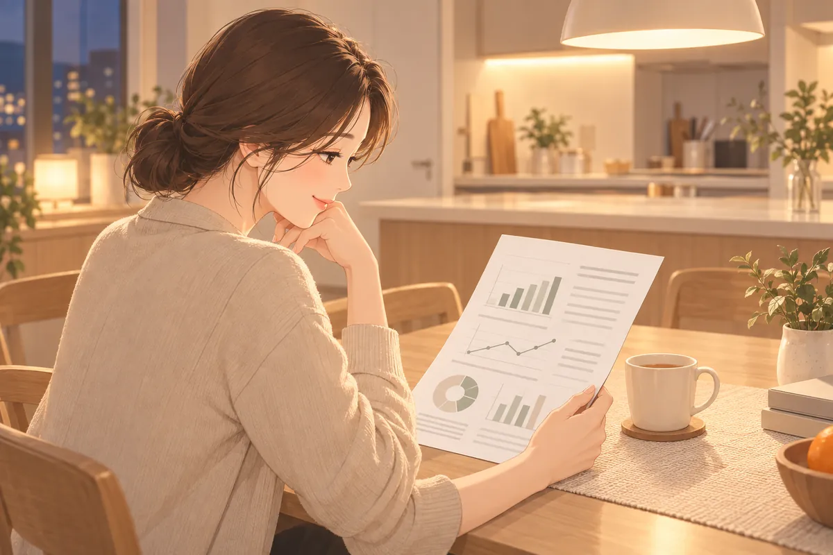 Illustration of a parent reading the monthly learning report